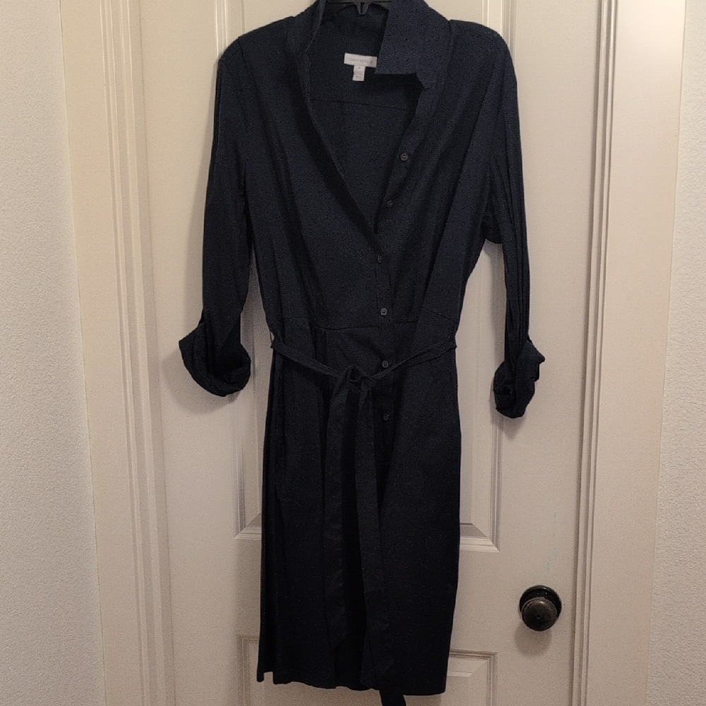Charter Club Shirt Dress, Dark Navy With Pleated Semi-Full Skirt